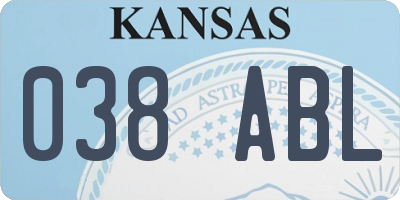 KS license plate 038ABL