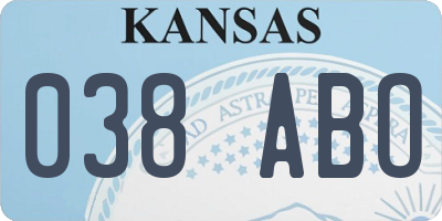 KS license plate 038ABO