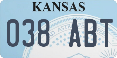 KS license plate 038ABT