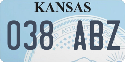 KS license plate 038ABZ