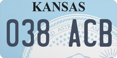 KS license plate 038ACB