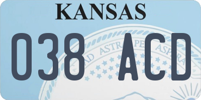 KS license plate 038ACD