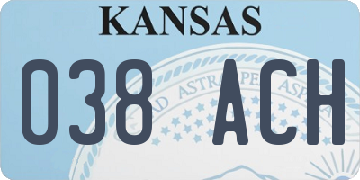 KS license plate 038ACH