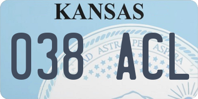 KS license plate 038ACL