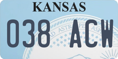 KS license plate 038ACW