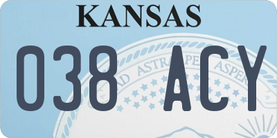 KS license plate 038ACY
