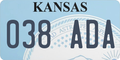 KS license plate 038ADA