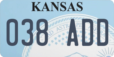 KS license plate 038ADD