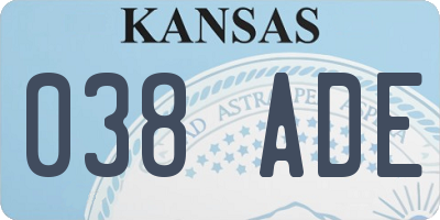 KS license plate 038ADE