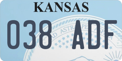 KS license plate 038ADF