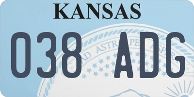 KS license plate 038ADG