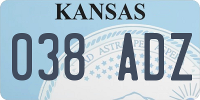 KS license plate 038ADZ