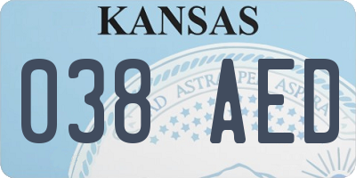 KS license plate 038AED