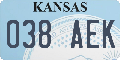 KS license plate 038AEK