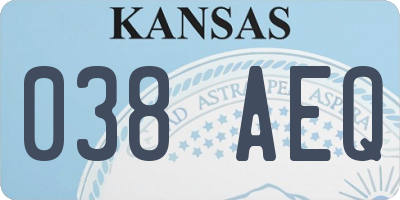 KS license plate 038AEQ