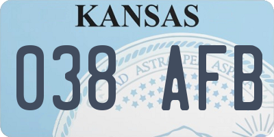 KS license plate 038AFB