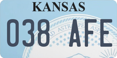 KS license plate 038AFE