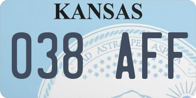 KS license plate 038AFF