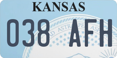 KS license plate 038AFH