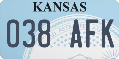 KS license plate 038AFK