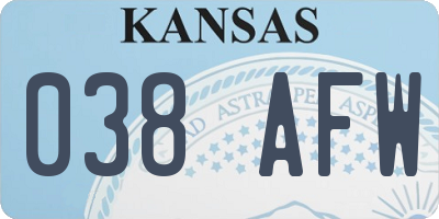 KS license plate 038AFW