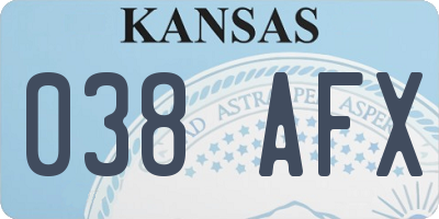 KS license plate 038AFX