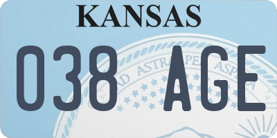 KS license plate 038AGE