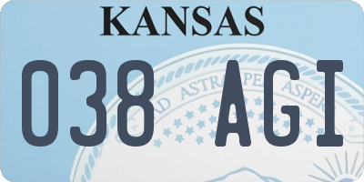 KS license plate 038AGI