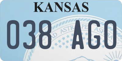 KS license plate 038AGO