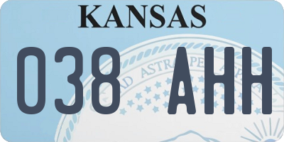 KS license plate 038AHH