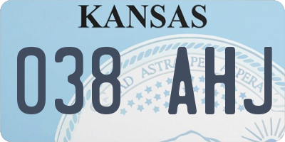 KS license plate 038AHJ