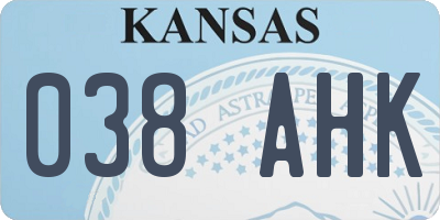 KS license plate 038AHK