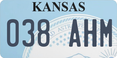 KS license plate 038AHM