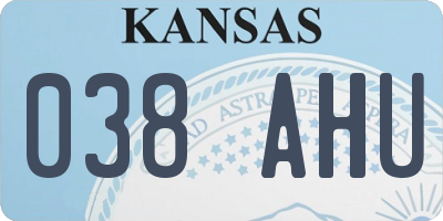 KS license plate 038AHU