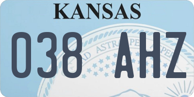 KS license plate 038AHZ