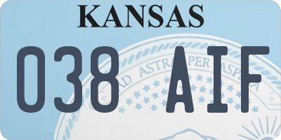 KS license plate 038AIF
