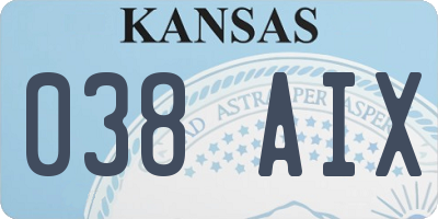 KS license plate 038AIX