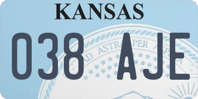 KS license plate 038AJE