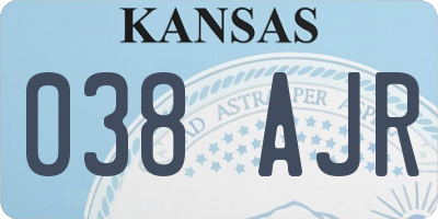 KS license plate 038AJR