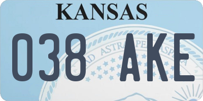 KS license plate 038AKE