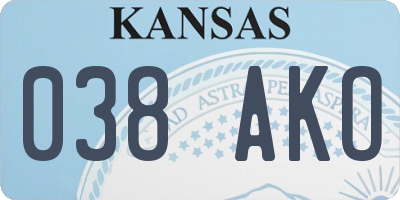 KS license plate 038AKO