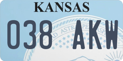 KS license plate 038AKW