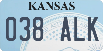 KS license plate 038ALK