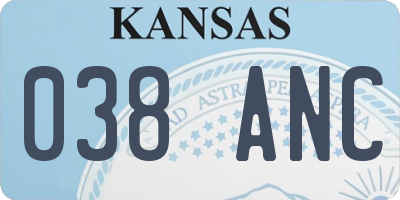 KS license plate 038ANC