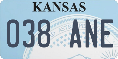 KS license plate 038ANE