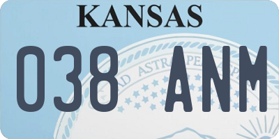 KS license plate 038ANM