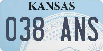 KS license plate 038ANS