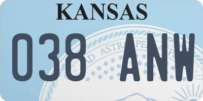 KS license plate 038ANW