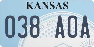 KS license plate 038AOA