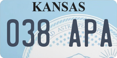 KS license plate 038APA